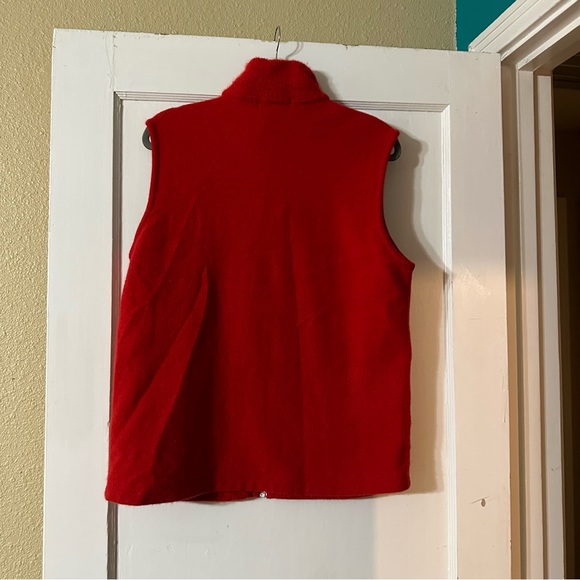 Merino angora red winter vest made in New Zealand size M - Picture 3 of 10
